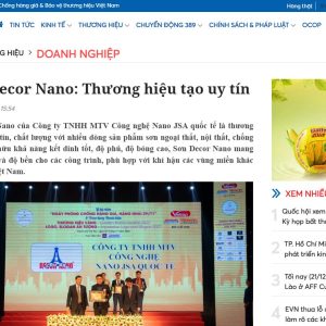 Read more about the article Tạp chí THƯƠNG HIỆU & CÔNG LUẬN đăng tin “Sơn Decor Nano: Thương hiệu tạo uy tín”