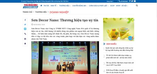 Read more about the article Tạp chí THƯƠNG HIỆU & CÔNG LUẬN đăng tin “Sơn Decor Nano: Thương hiệu tạo uy tín”